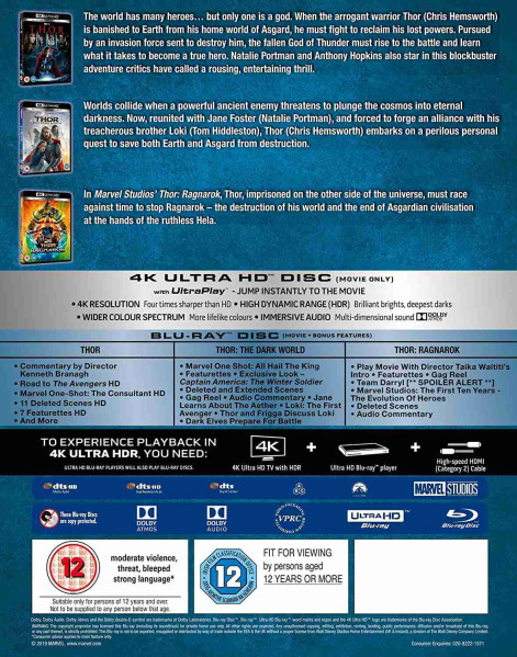 detail Thor 1-3 Collection - 4K UHD Blu-ray + Blu-ray 6BD