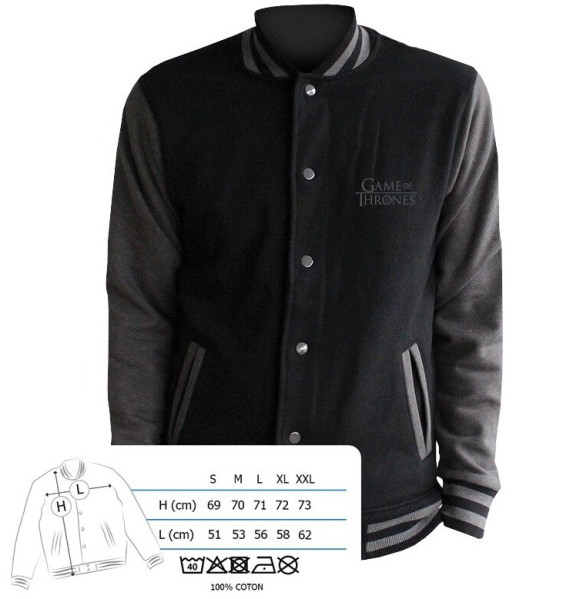 detail Bunda Game of Thrones - Stark - pánská, černo-šedá L